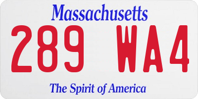 MA license plate 289WA4