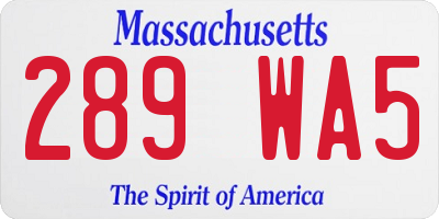 MA license plate 289WA5