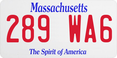 MA license plate 289WA6
