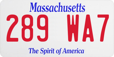 MA license plate 289WA7