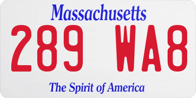 MA license plate 289WA8
