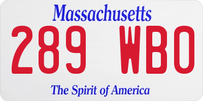 MA license plate 289WB0