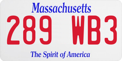 MA license plate 289WB3
