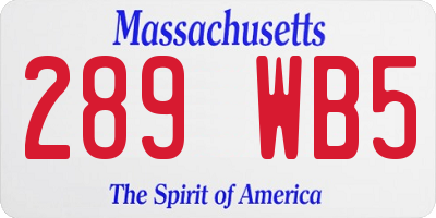 MA license plate 289WB5