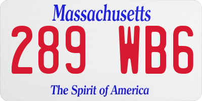 MA license plate 289WB6