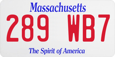 MA license plate 289WB7