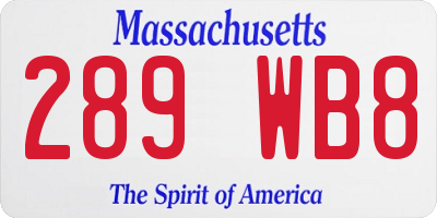 MA license plate 289WB8