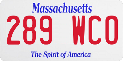 MA license plate 289WC0