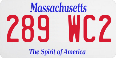 MA license plate 289WC2