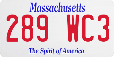 MA license plate 289WC3
