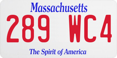 MA license plate 289WC4