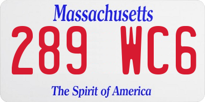 MA license plate 289WC6