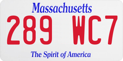 MA license plate 289WC7