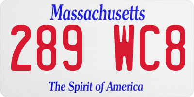 MA license plate 289WC8