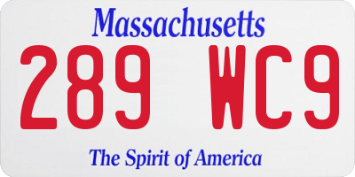 MA license plate 289WC9