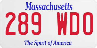MA license plate 289WD0