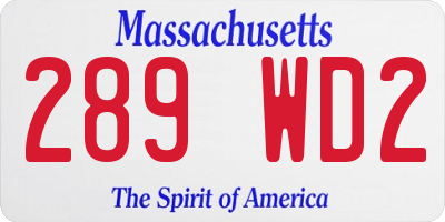 MA license plate 289WD2