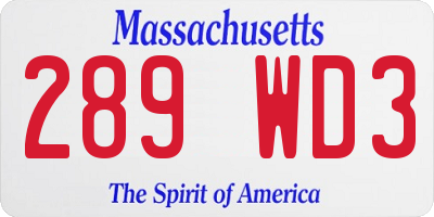 MA license plate 289WD3