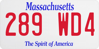 MA license plate 289WD4