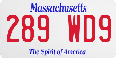 MA license plate 289WD9