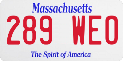 MA license plate 289WE0