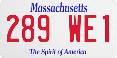 MA license plate 289WE1