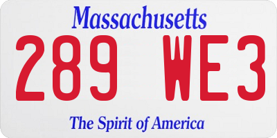 MA license plate 289WE3