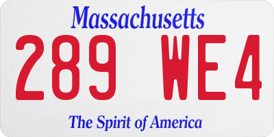 MA license plate 289WE4