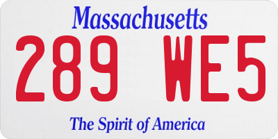 MA license plate 289WE5
