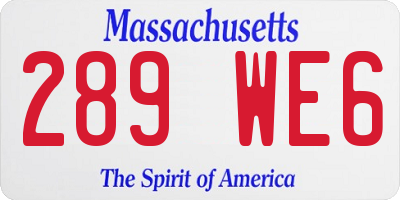 MA license plate 289WE6