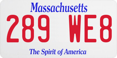 MA license plate 289WE8