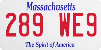 MA license plate 289WE9