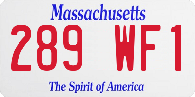 MA license plate 289WF1