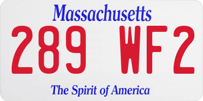 MA license plate 289WF2
