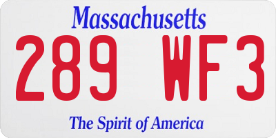 MA license plate 289WF3