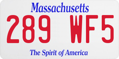 MA license plate 289WF5