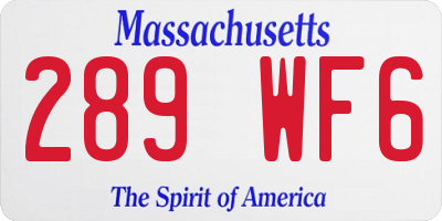 MA license plate 289WF6