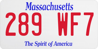 MA license plate 289WF7