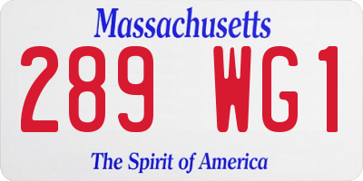 MA license plate 289WG1