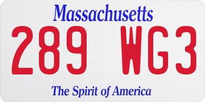 MA license plate 289WG3