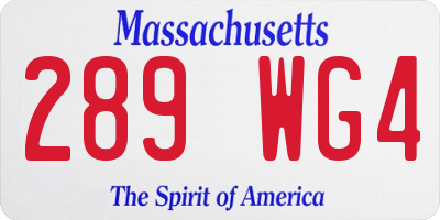 MA license plate 289WG4