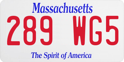 MA license plate 289WG5
