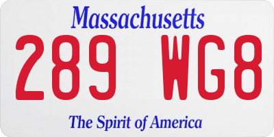 MA license plate 289WG8