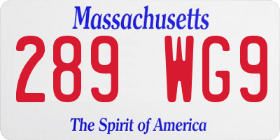 MA license plate 289WG9