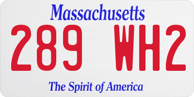 MA license plate 289WH2