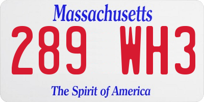 MA license plate 289WH3