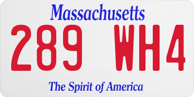 MA license plate 289WH4