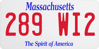 MA license plate 289WI2