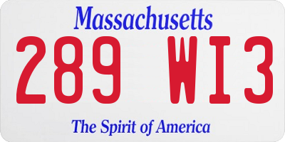 MA license plate 289WI3