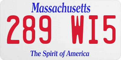 MA license plate 289WI5